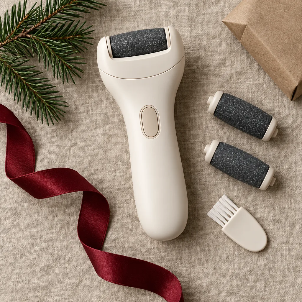 Representative photo-style image of electric foot smoothing kit — generated, not a specific product