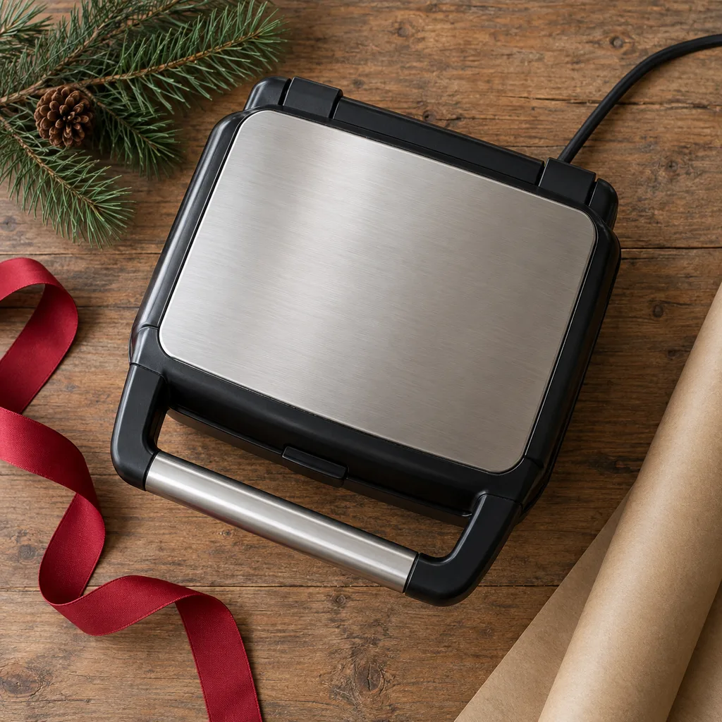 Representative photo-style image of electric grilled sandwich maker — generated, not a specific product