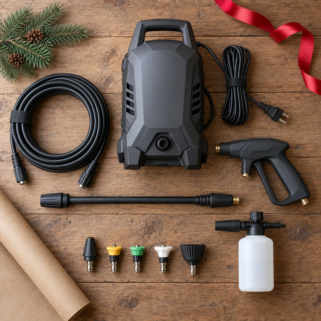 Representative photo-style image of electric pressure washer kit — generated, not a specific product