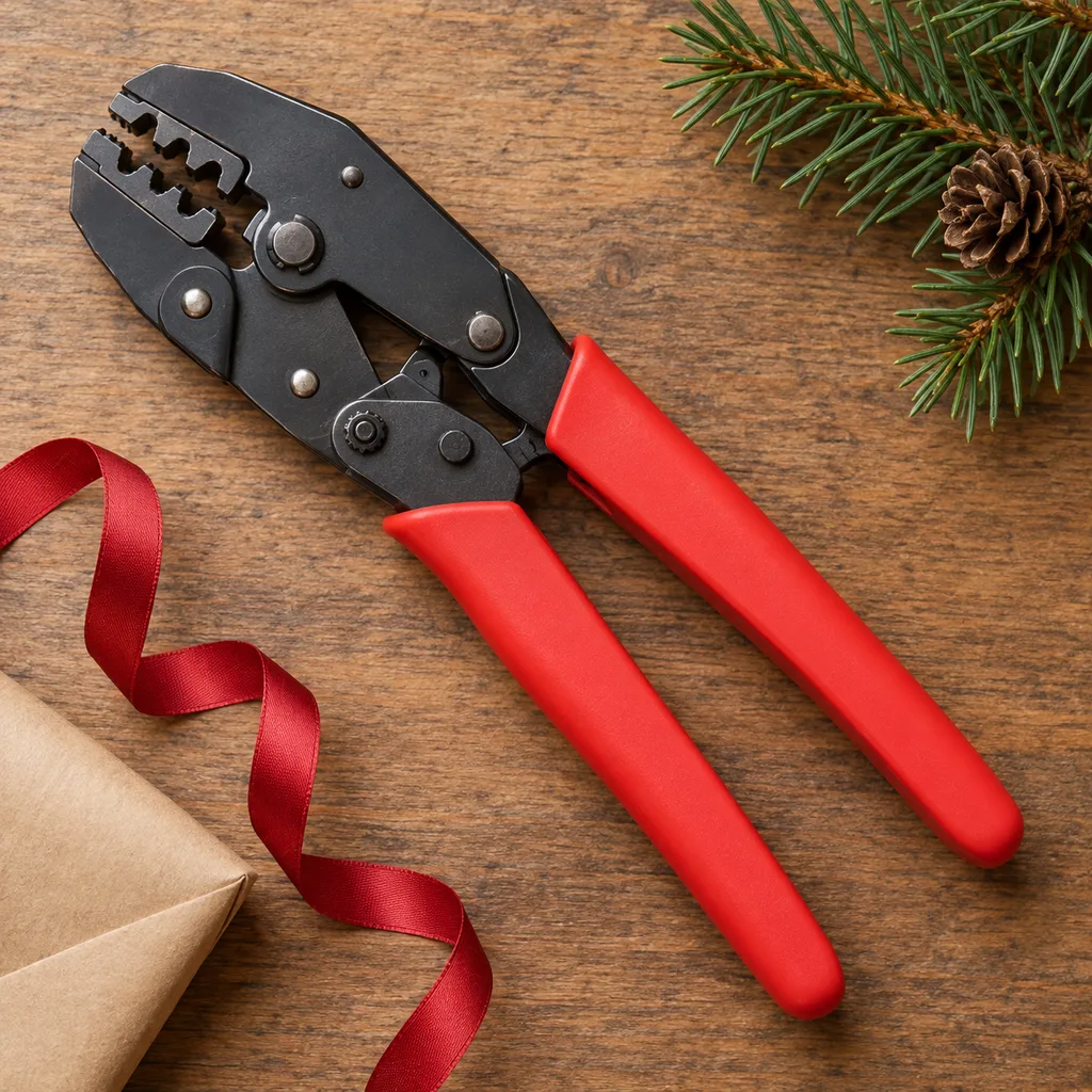 Representative photo-style image of electrical wire crimping pliers — generated, not a specific product