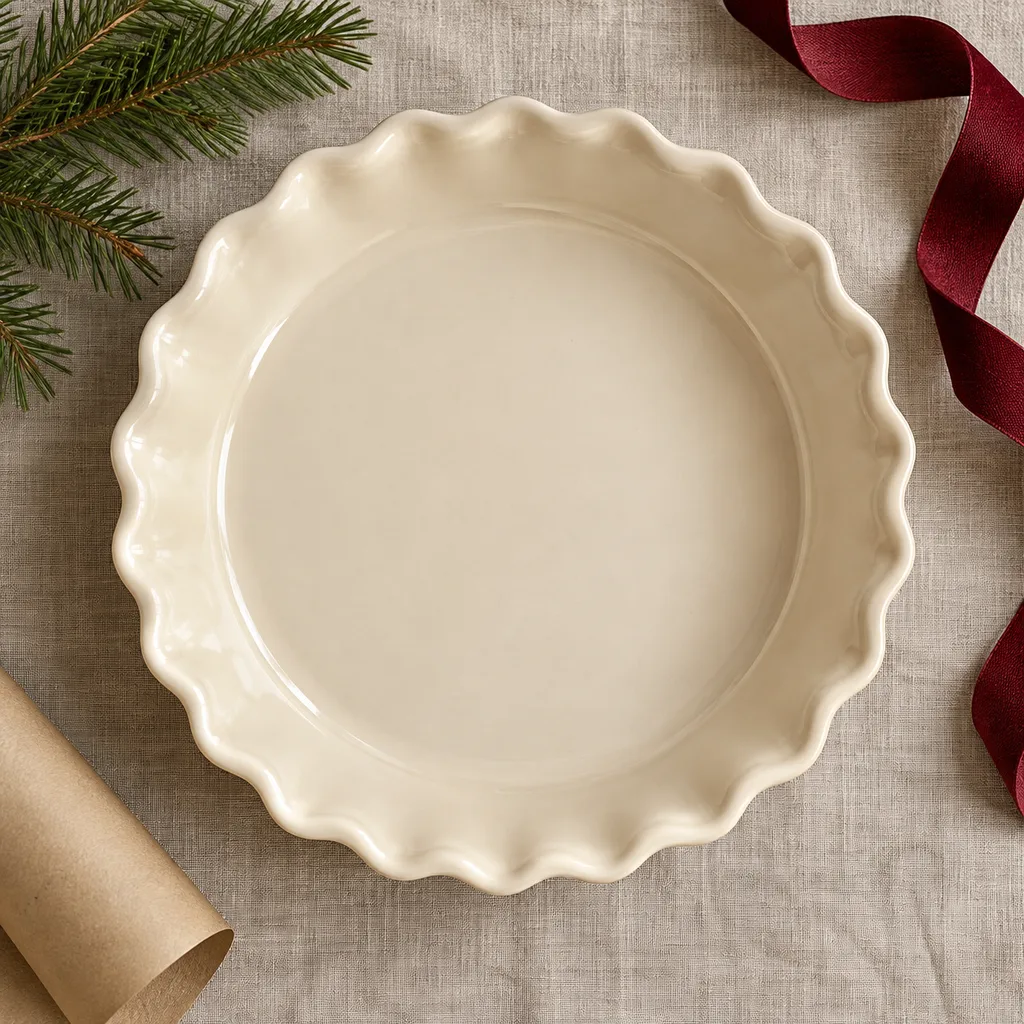 Representative photo-style image of elegant ceramic pie dish — generated, not a specific product