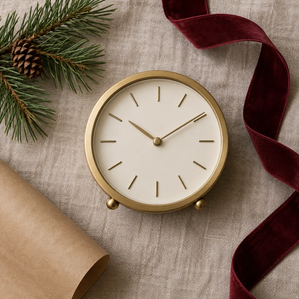 Representative photo-style image of elegant desk timepiece — generated, not a specific product