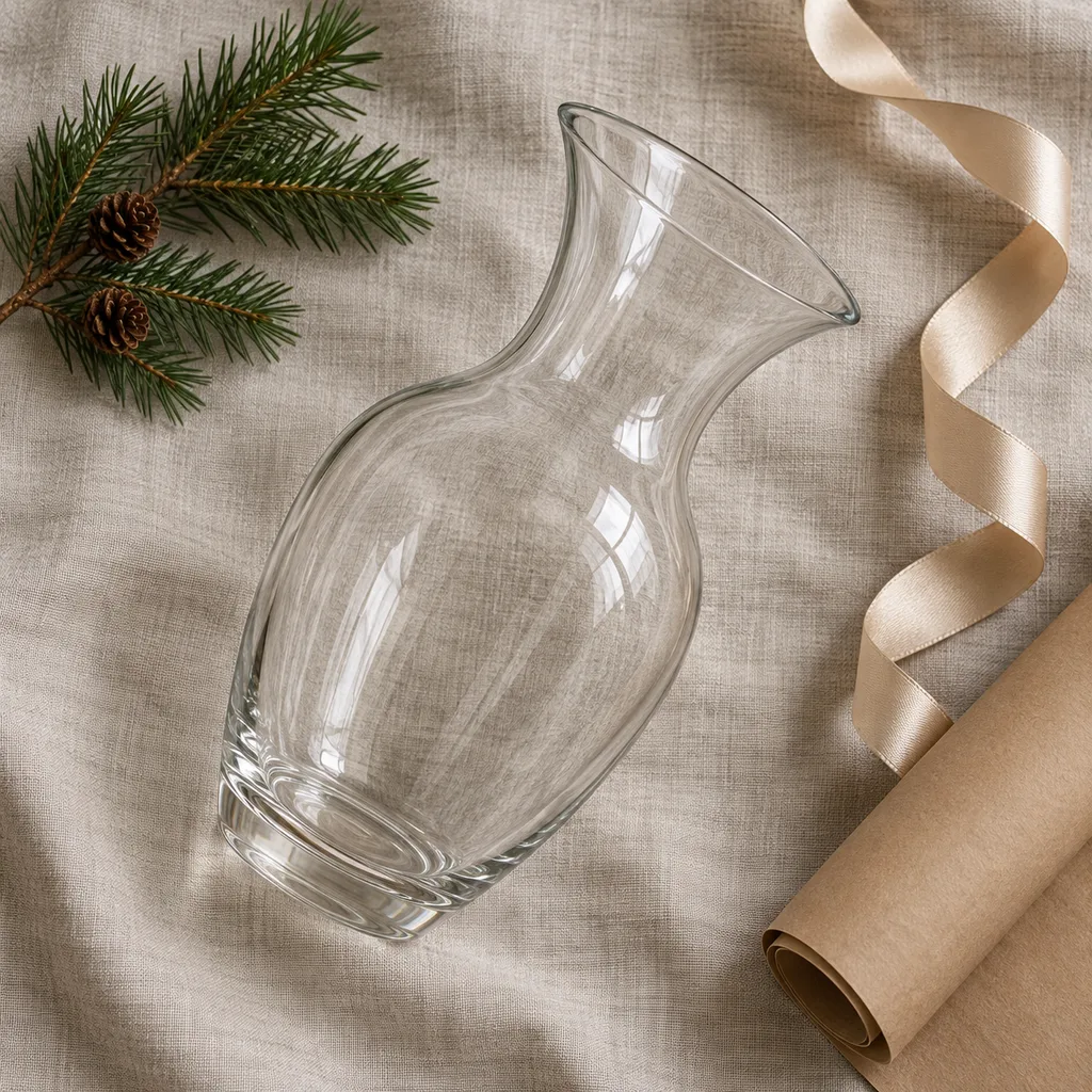 Representative photo-style image of elegant glass flower vase — generated, not a specific product