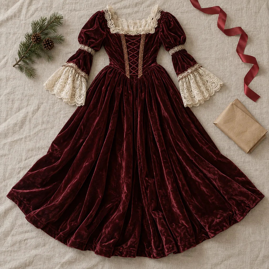 Representative photo-style image of elegant historical period garment — generated, not a specific product