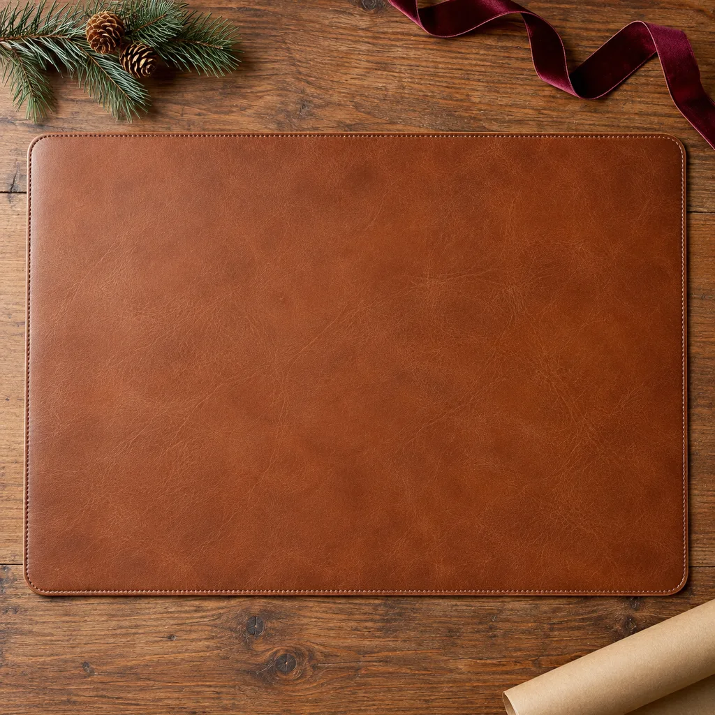 Representative photo-style image of leather desk blotter — generated, not a specific product