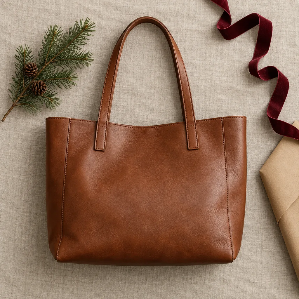 Representative photo-style image of elegant leather professional tote — generated, not a specific product