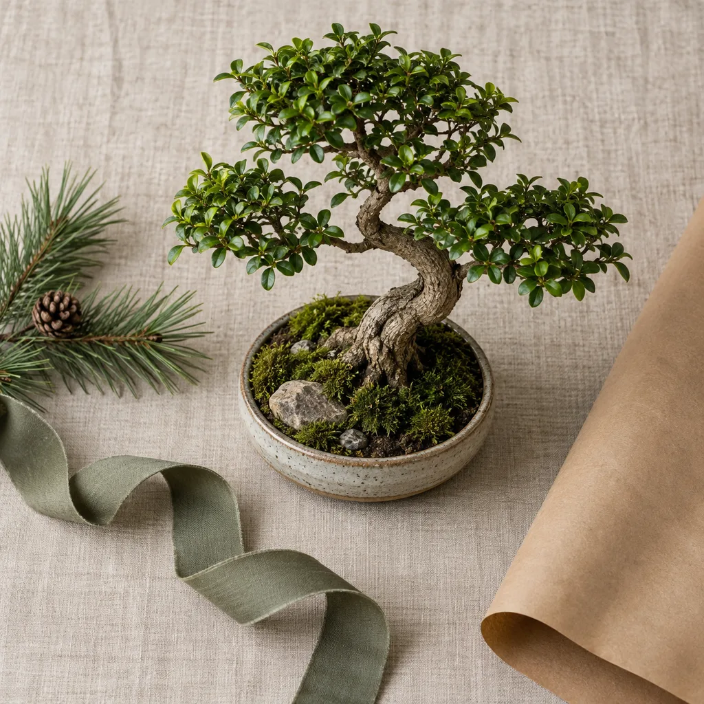 Representative photo-style image of elegant miniature bonsai tree — generated, not a specific product