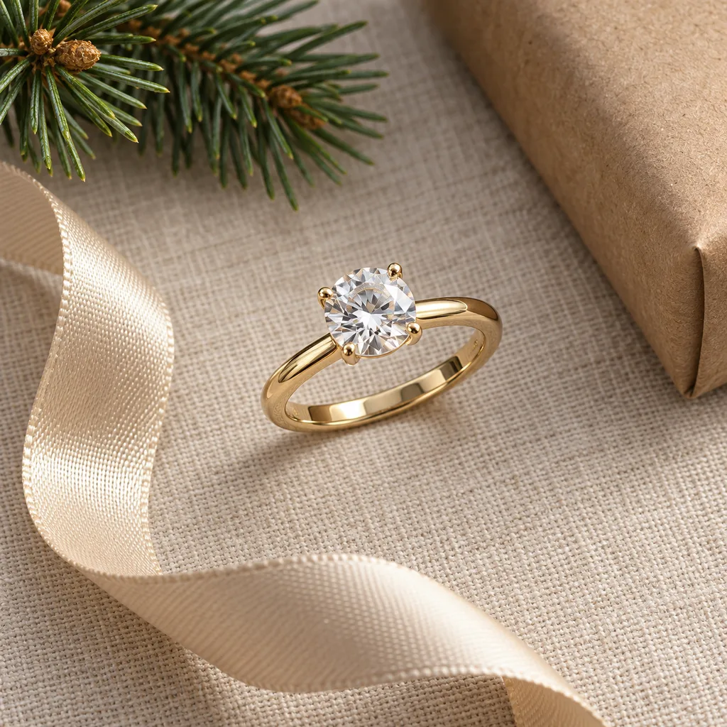 Representative photo-style image of elegant solitaire gemstone ring — generated, not a specific product