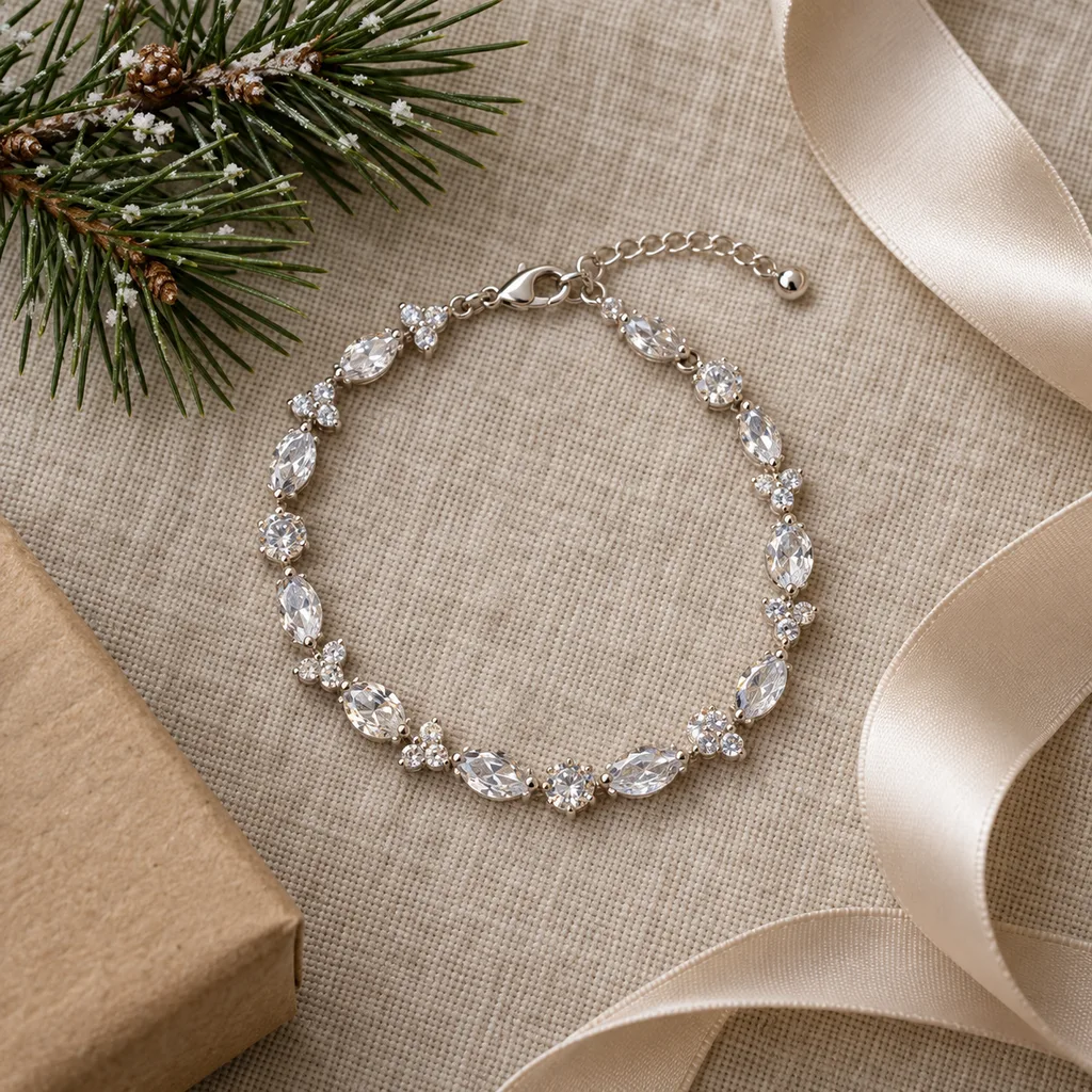 Representative photo-style image of elegant sparkling gemstone bracelet — generated, not a specific product
