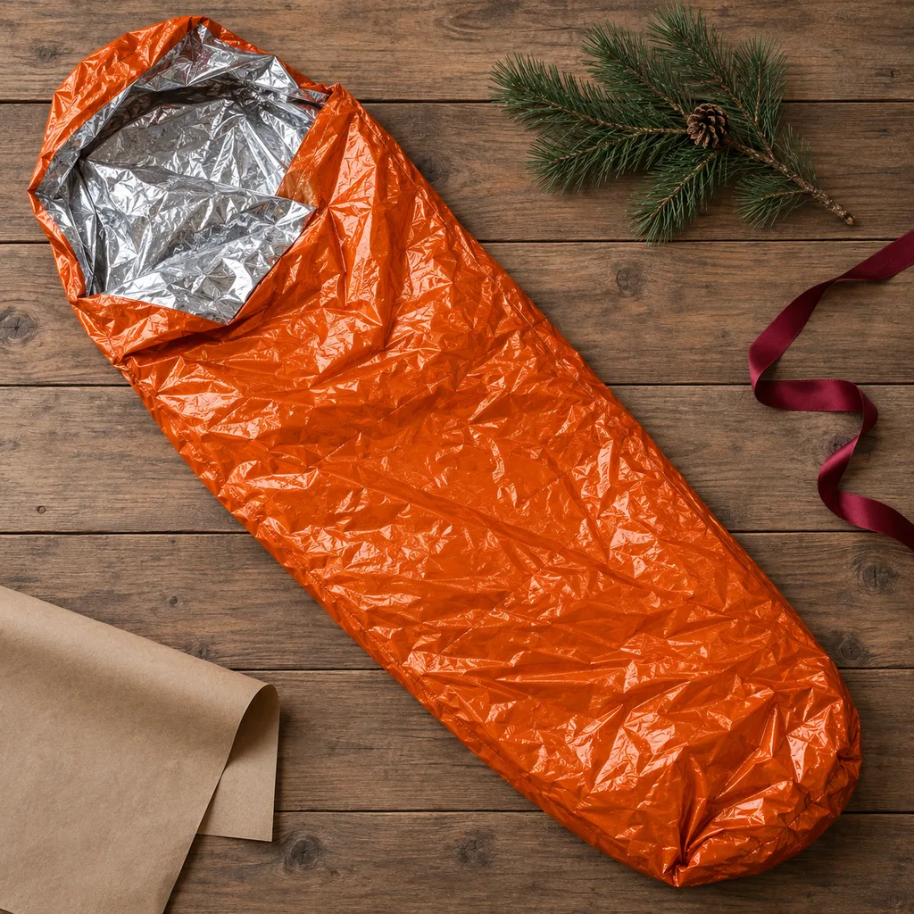 Representative photo-style image of emergency sleeping bag — generated, not a specific product