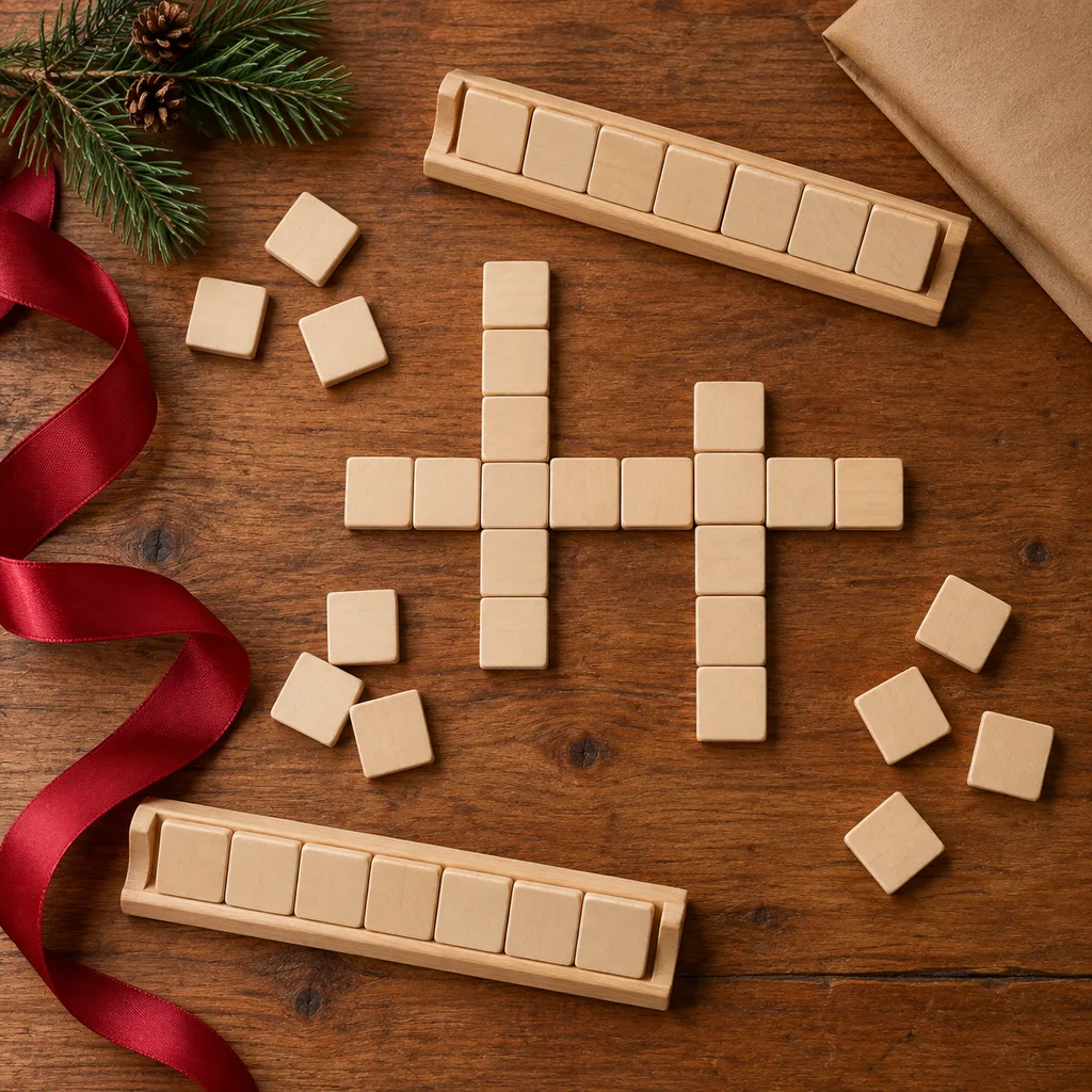 Representative photo-style image of engaging letter tile word builder — generated, not a specific product