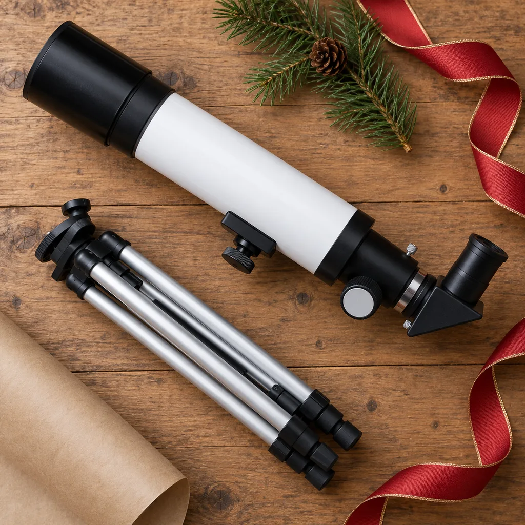 Representative photo-style image of entry-level refractor telescope for kids — generated, not a specific product