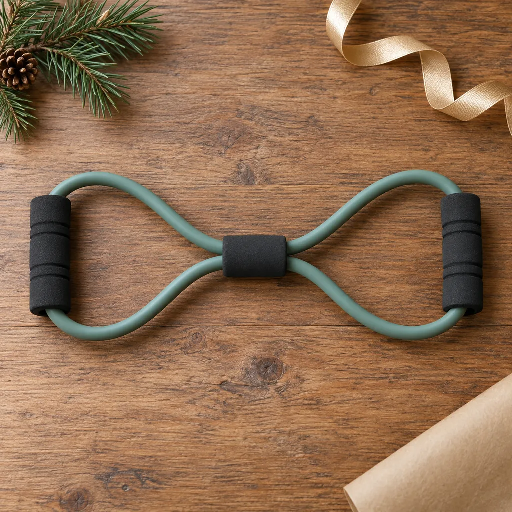 Representative photo-style image of ergonomic figure 8 resistance band — generated, not a specific product
