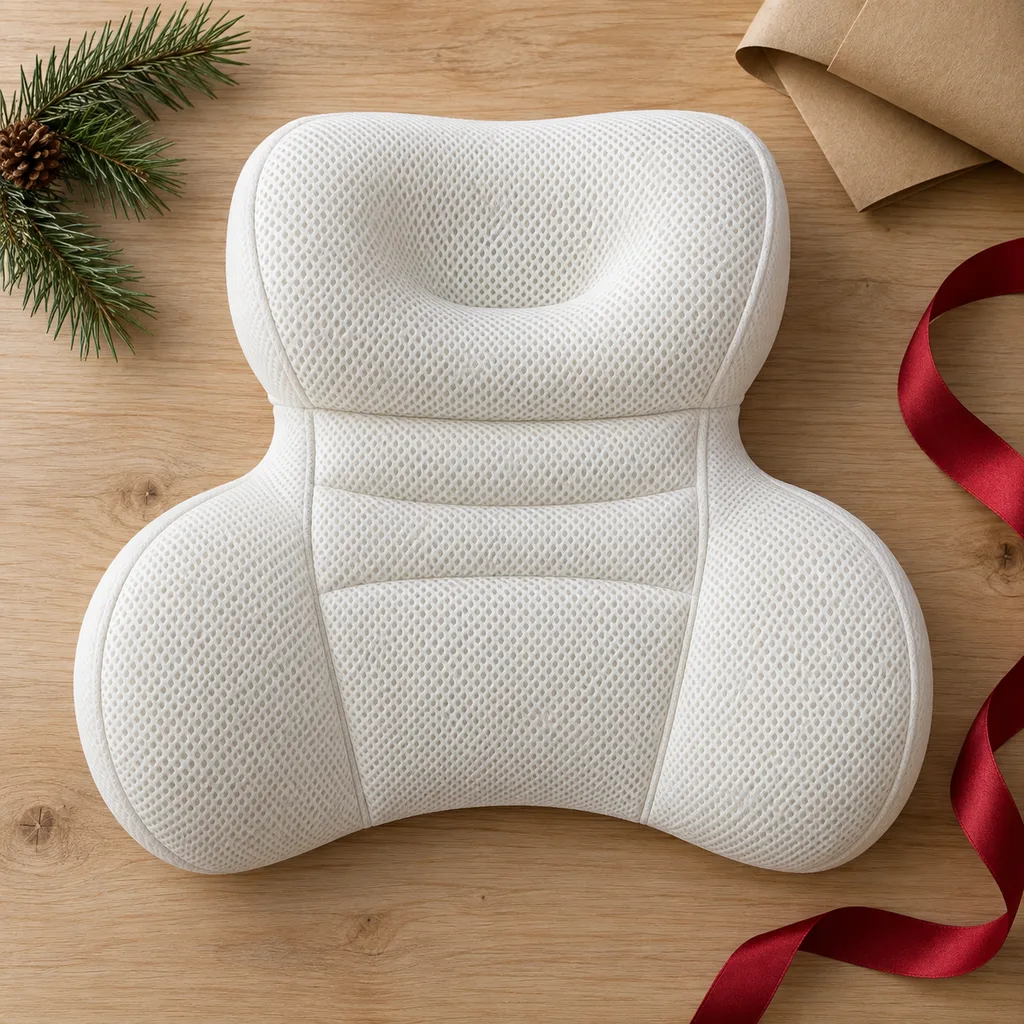 Representative photo-style image of ergonomic head and neck bath pillow — generated, not a specific product