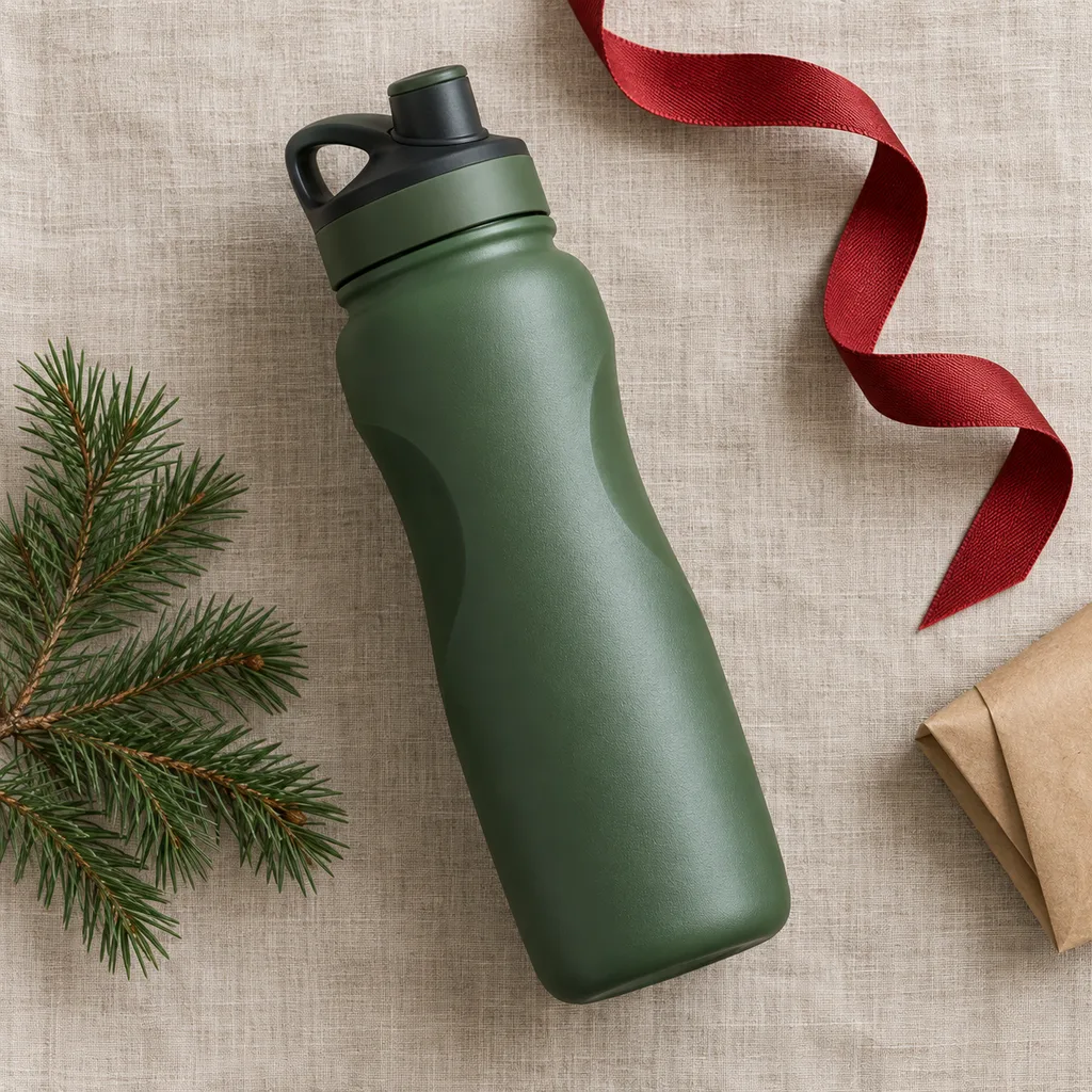 Representative photo-style image of ergonomic sports water bottle — generated, not a specific product