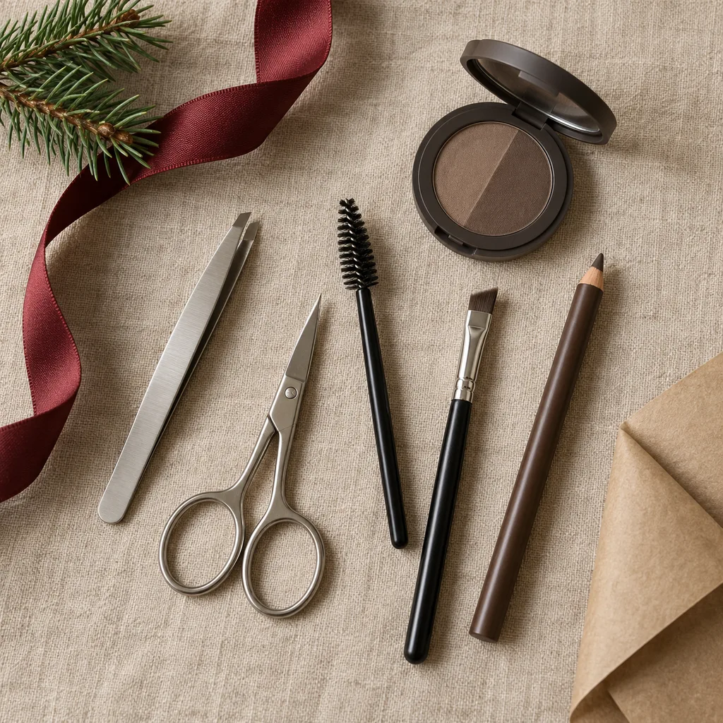 Representative photo-style image of essential brow grooming kit — generated, not a specific product