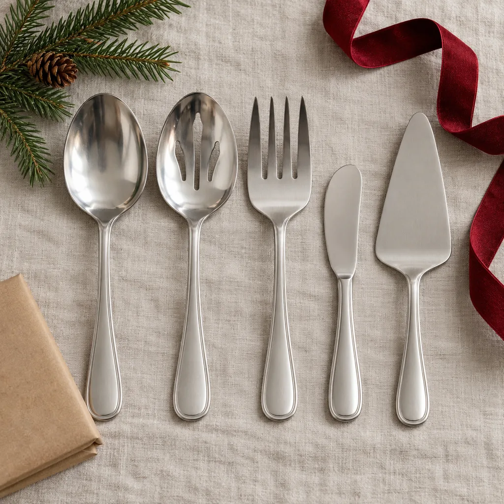Representative photo-style image of essential serving utensil set — generated, not a specific product