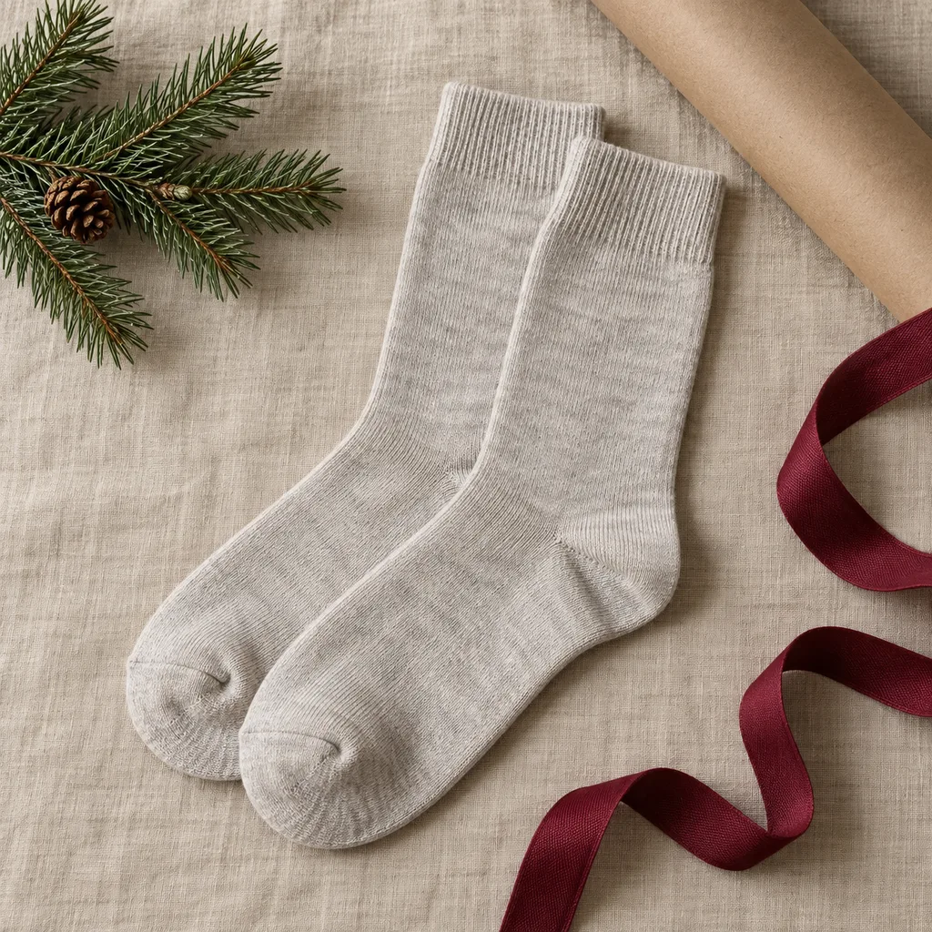 Representative photo-style image of everyday cotton blend crew socks — generated, not a specific product