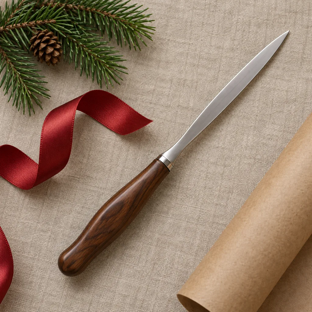 Representative photo-style image of executive wood handle letter opener — generated, not a specific product