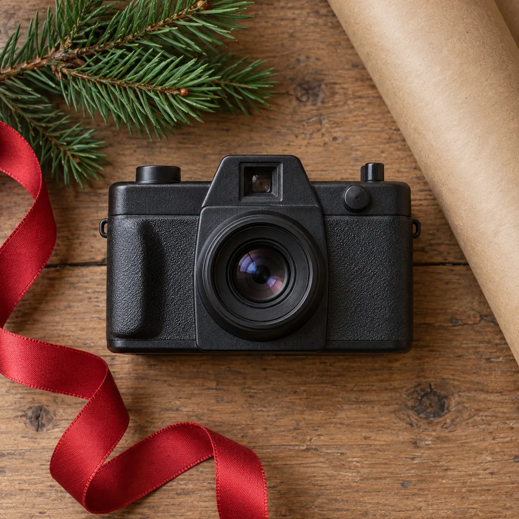Representative photo-style image of experimental lomo-style film camera — generated, not a specific product