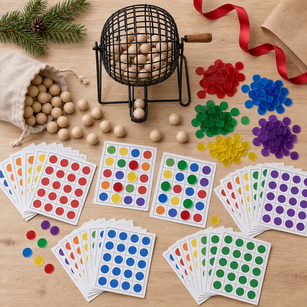 Representative photo-style image of extensive bingo game for many players — generated, not a specific product