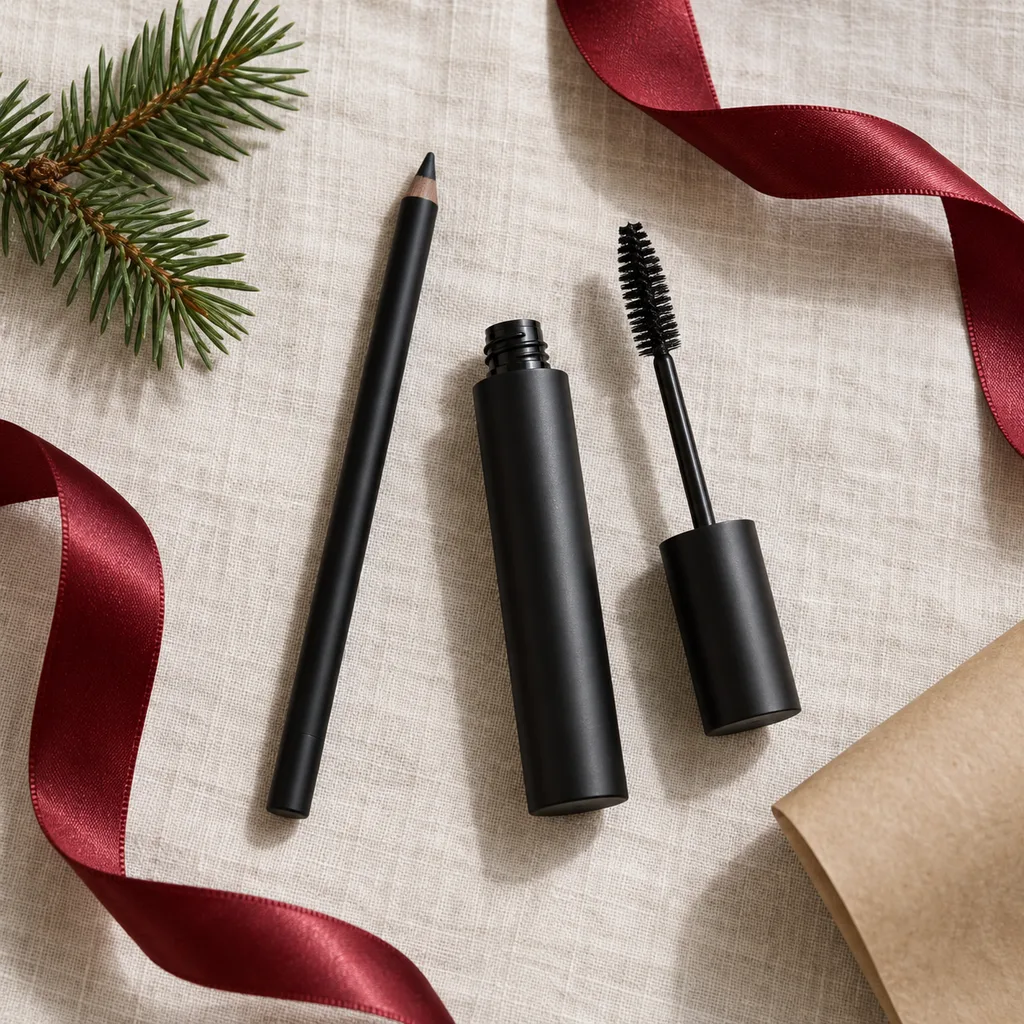 Representative photo-style image of eyeliner and mascara duo — generated, not a specific product
