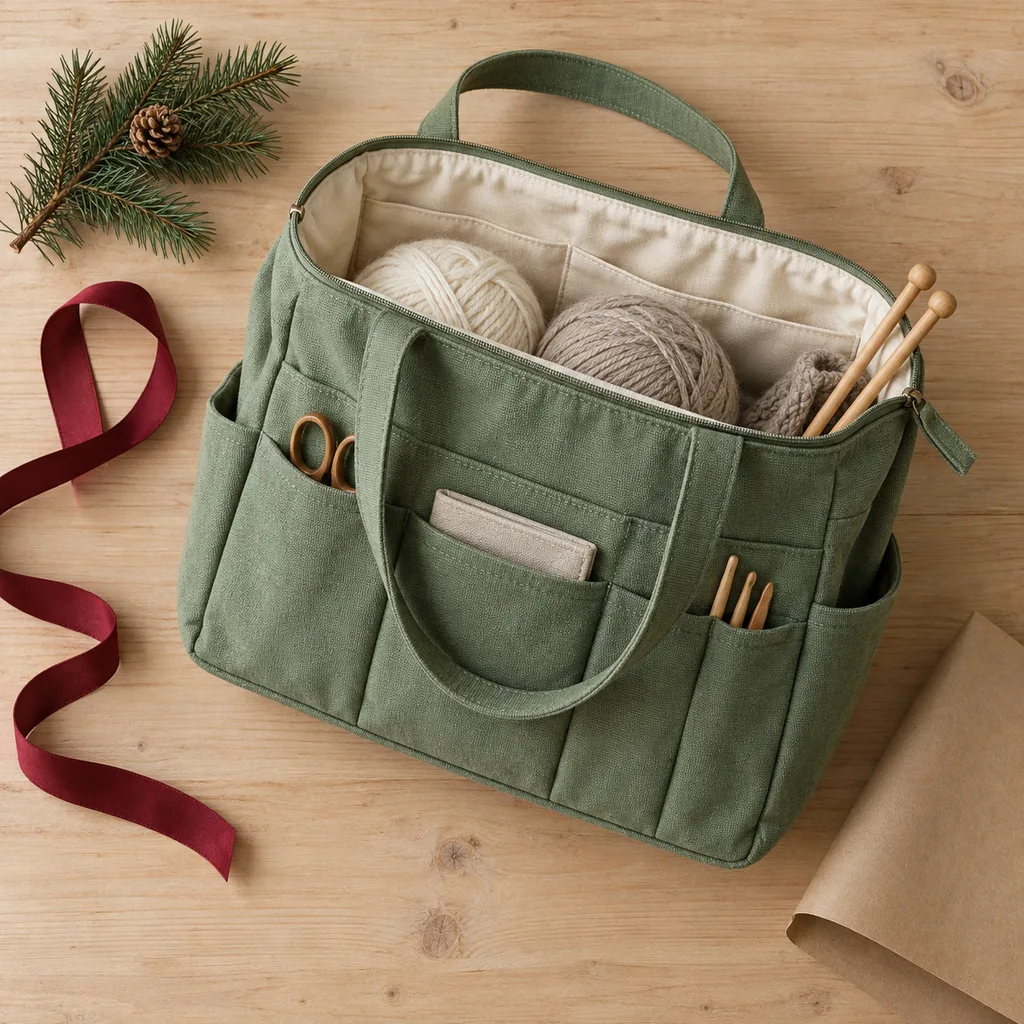 Representative photo-style image of fabric craft project bag — generated, not a specific product