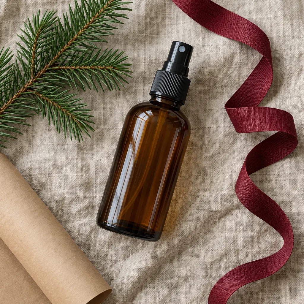 Representative photo-style image of fabric refreshing aromatherapy spray — generated, not a specific product