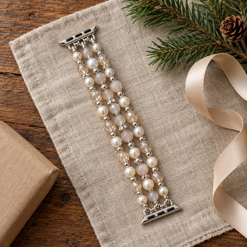 Representative photo-style image of fashion beaded watch band — generated, not a specific product