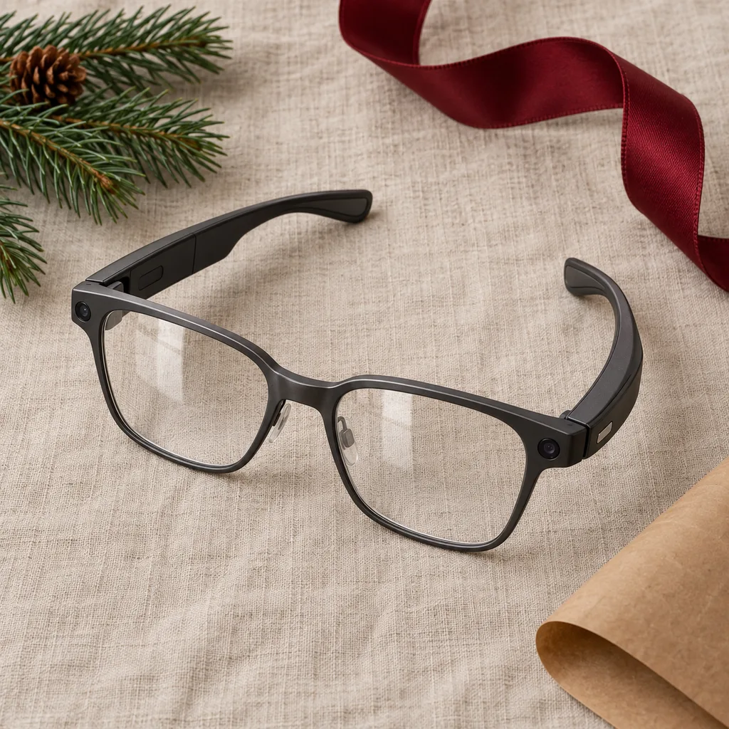 Representative photo-style image of fashion-forward smart eyewear — generated, not a specific product