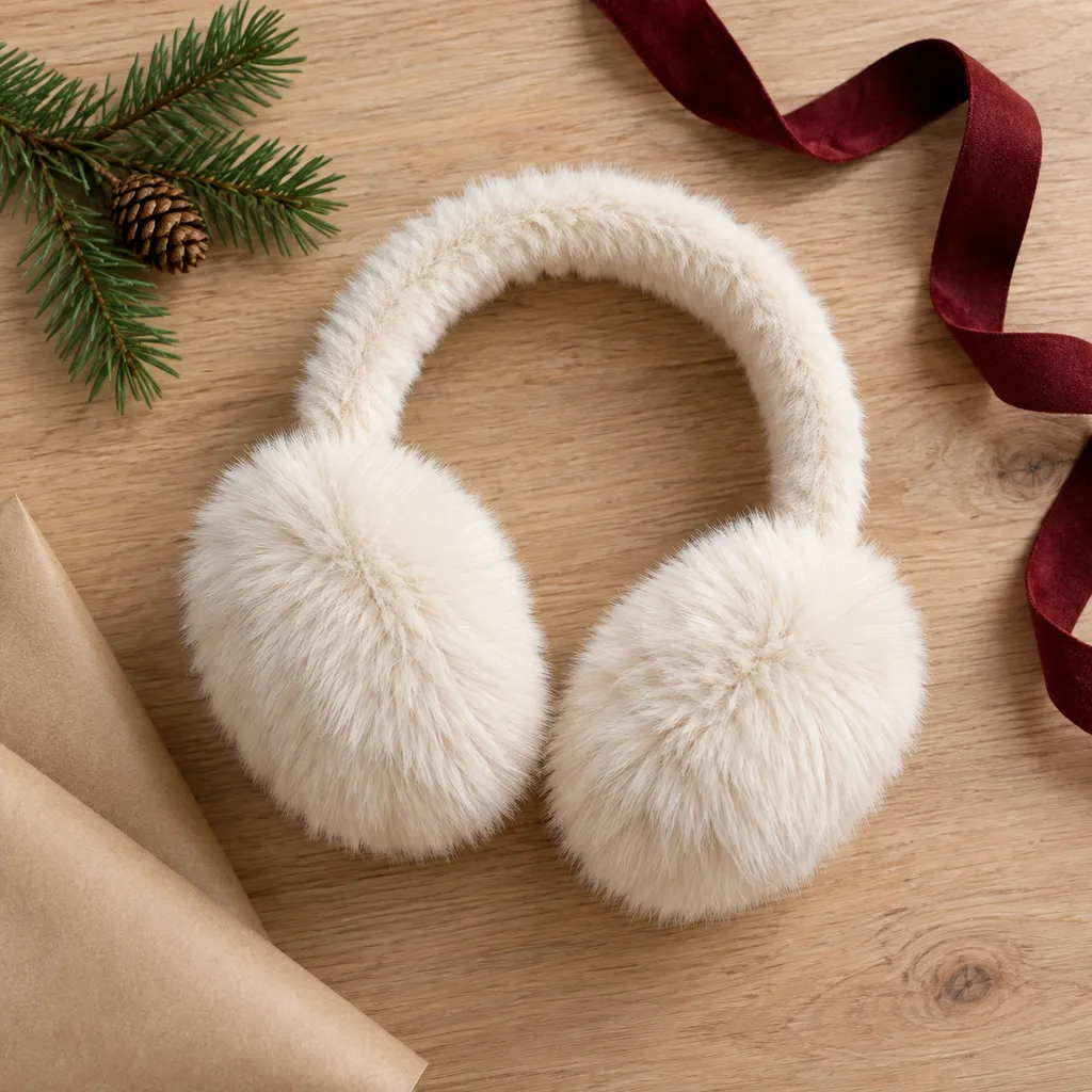 Representative photo-style image of faux fur earmuffs — generated, not a specific product