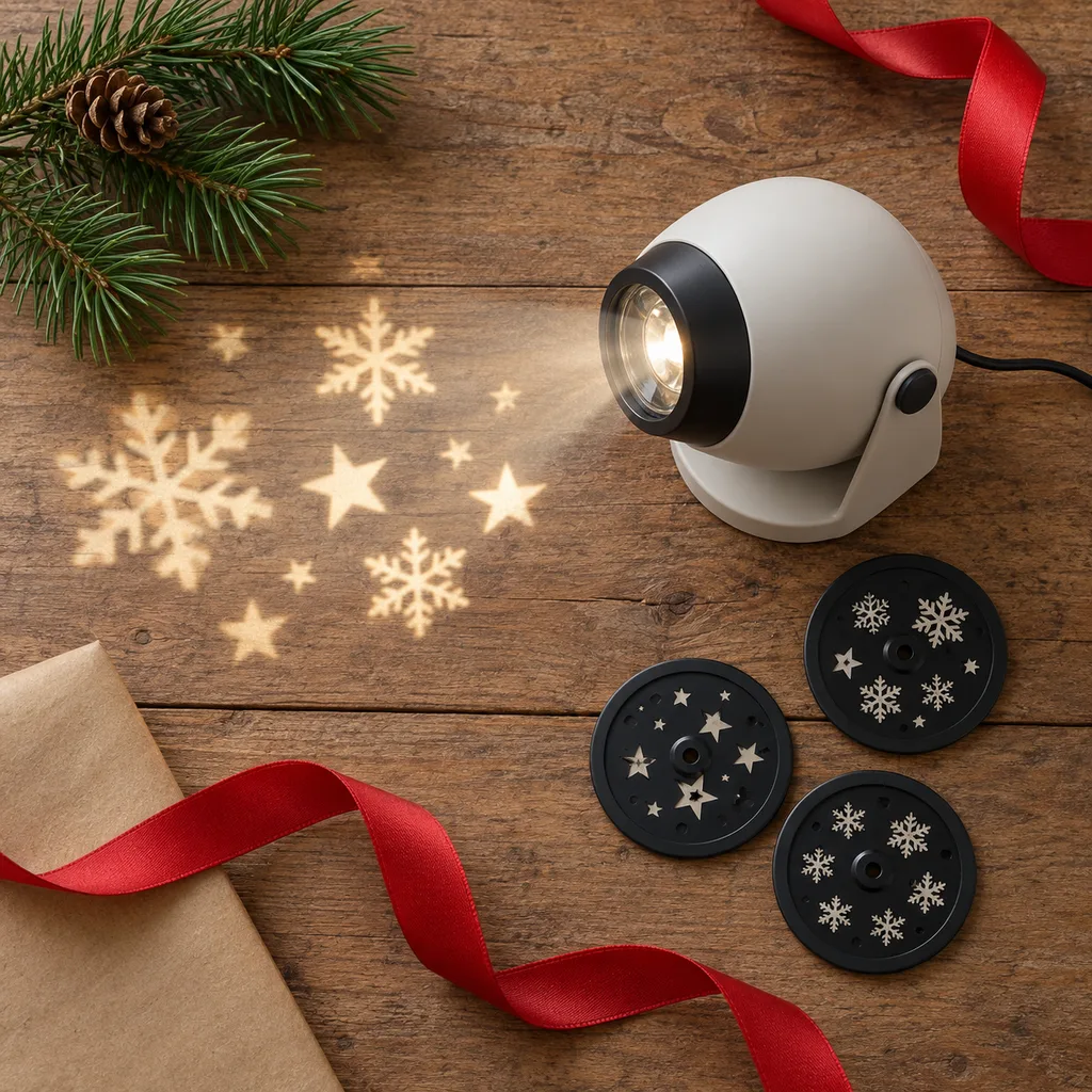 Representative photo-style image of festive seasonal image projector — generated, not a specific product