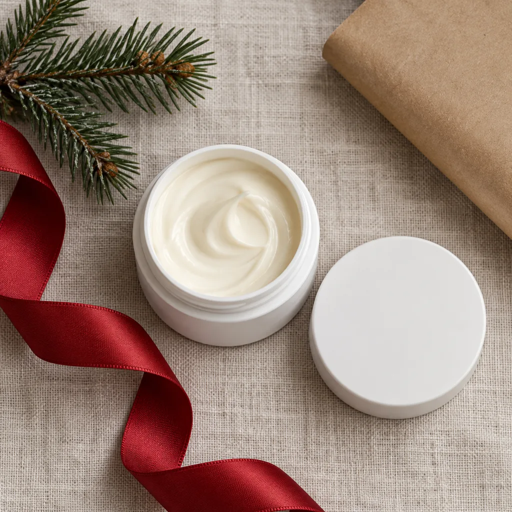 Representative photo-style image of firming neck and chest cream — generated, not a specific product