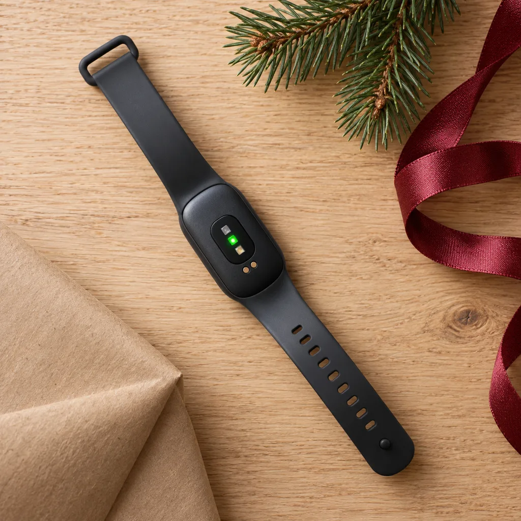 Representative photo-style image of fitness tracker with heart rate sensor — generated, not a specific product