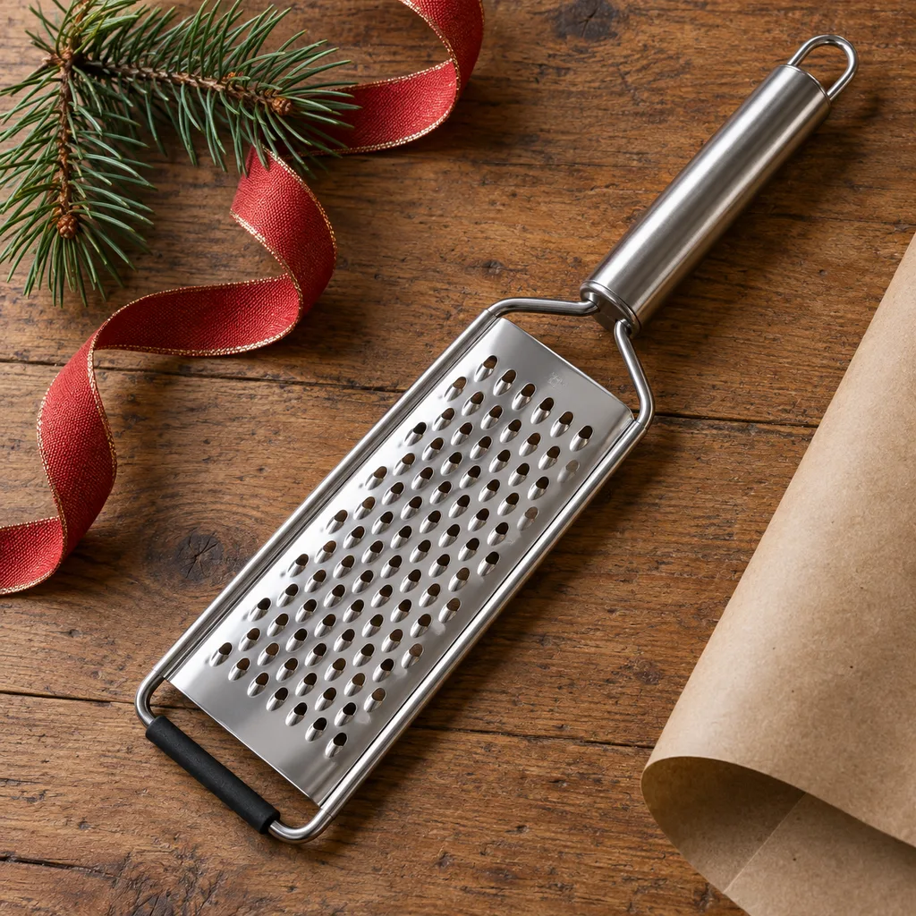 Representative photo-style image of flat hand grater — generated, not a specific product