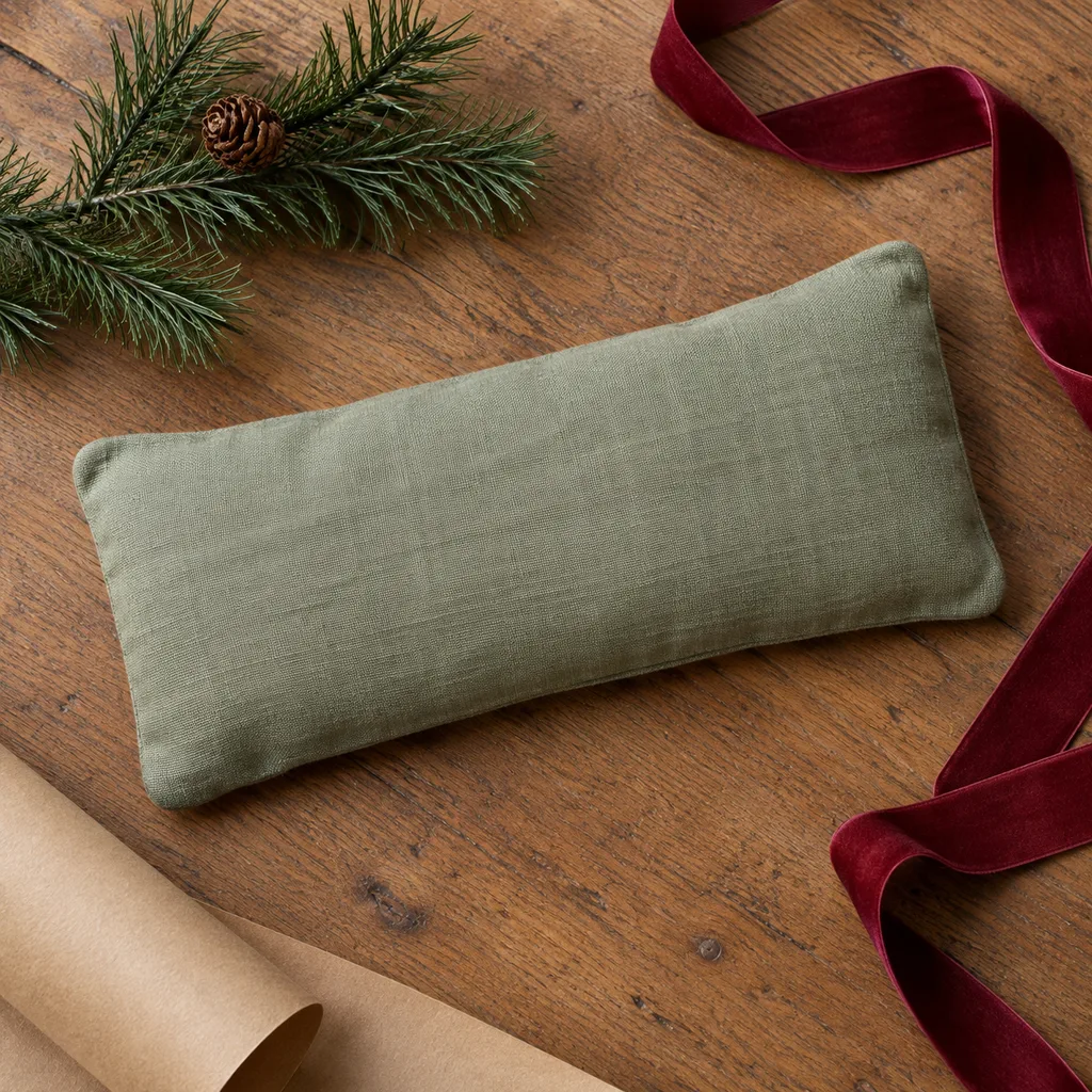 Representative photo-style image of flaxseed relaxation eye pillow — generated, not a specific product
