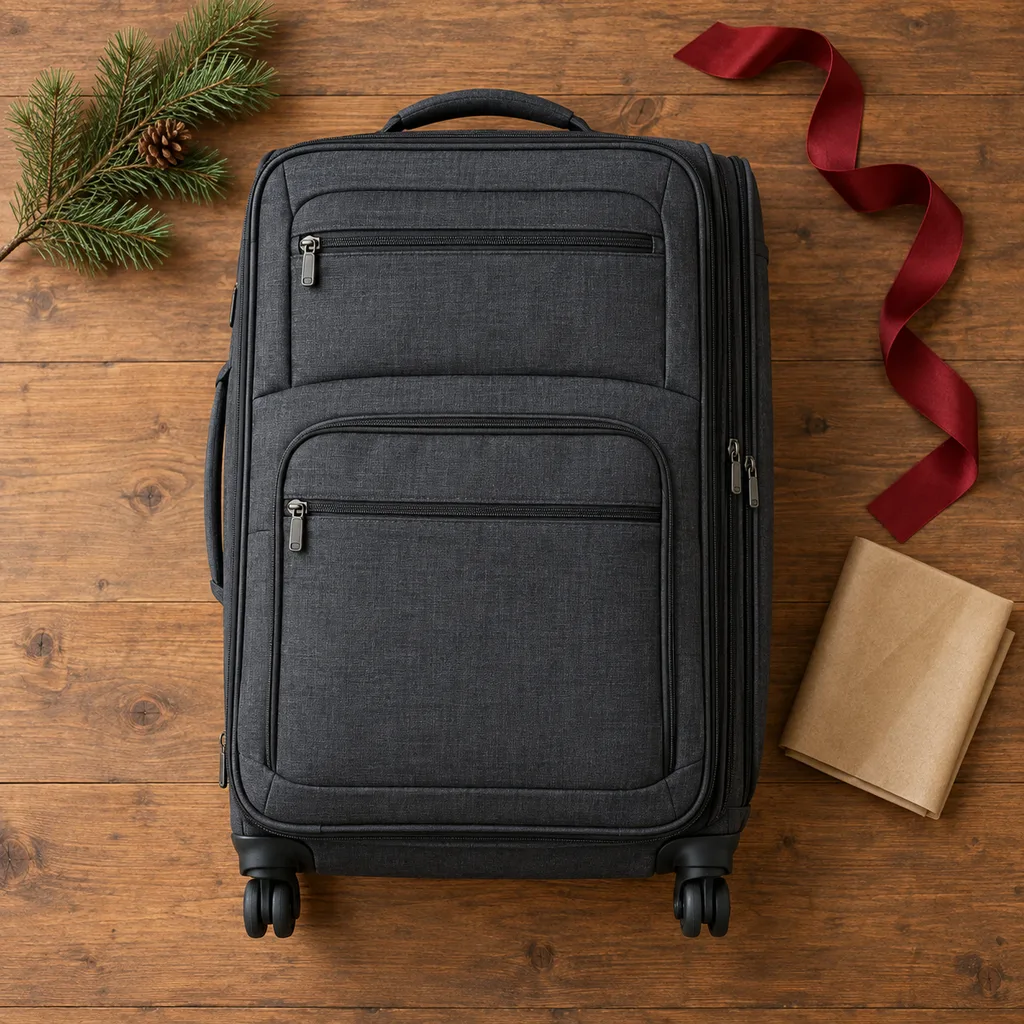 Representative photo-style image of flexible softside expandable suitcase — generated, not a specific product