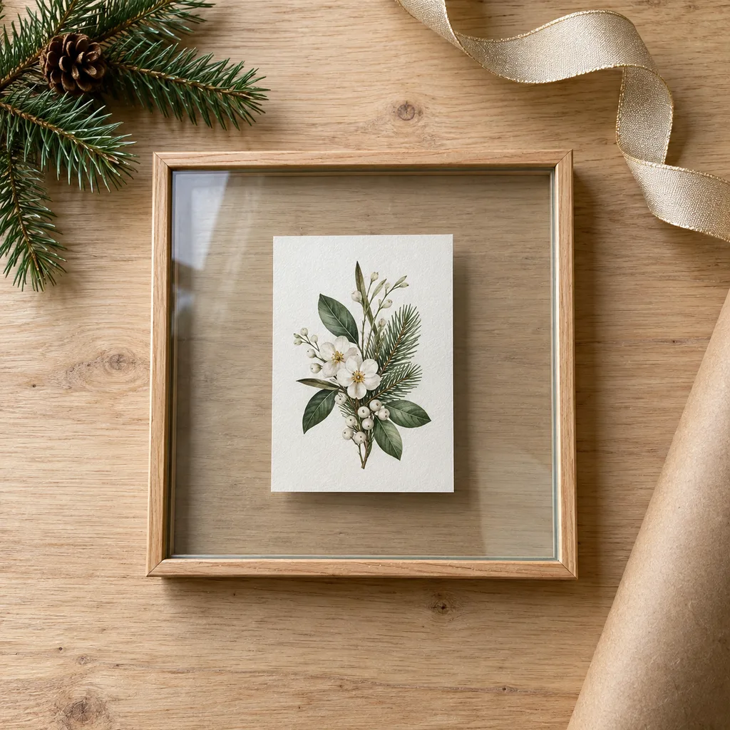 Representative photo-style image of floating glass picture frame — generated, not a specific product
