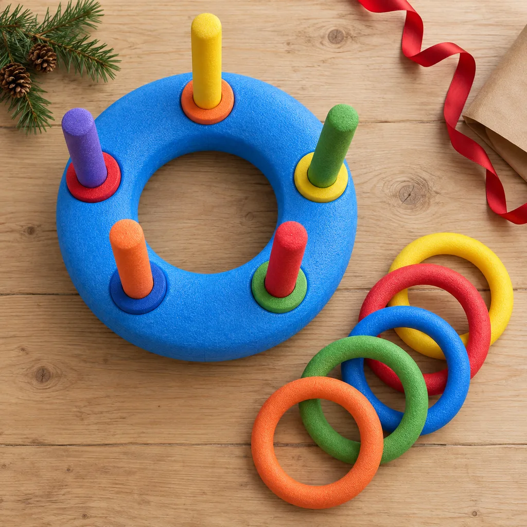 Representative photo-style image of floating ring toss game — generated, not a specific product