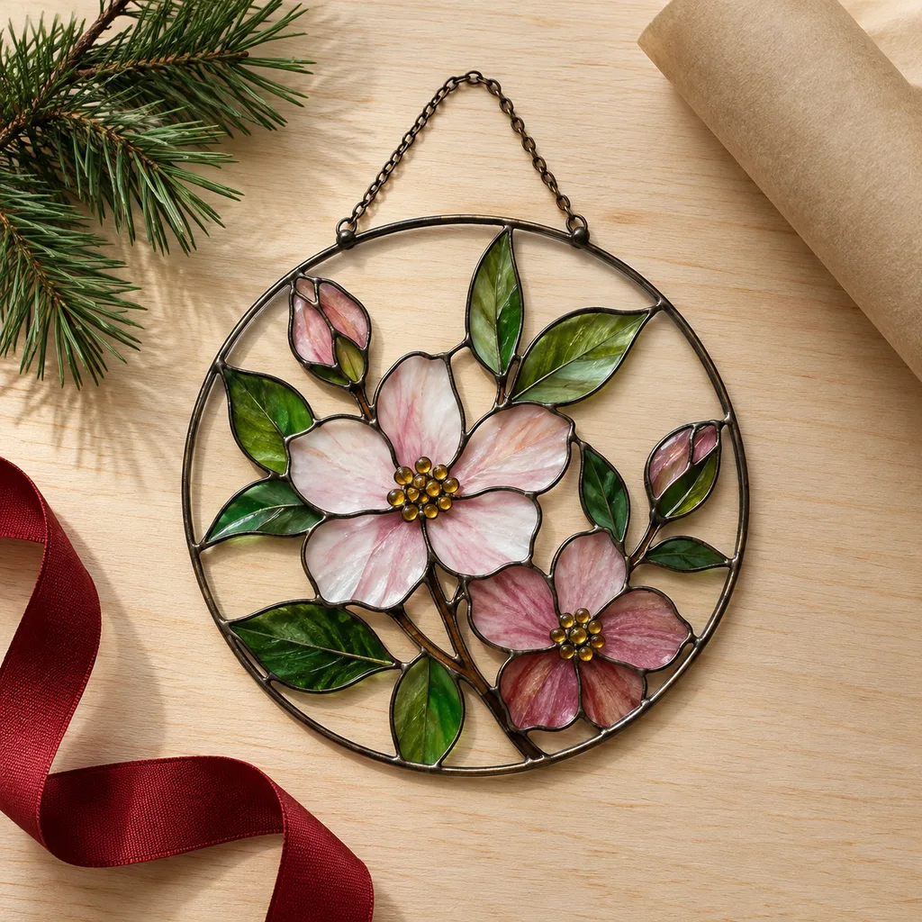 Representative photo-style image of floral design suncatcher — generated, not a specific product