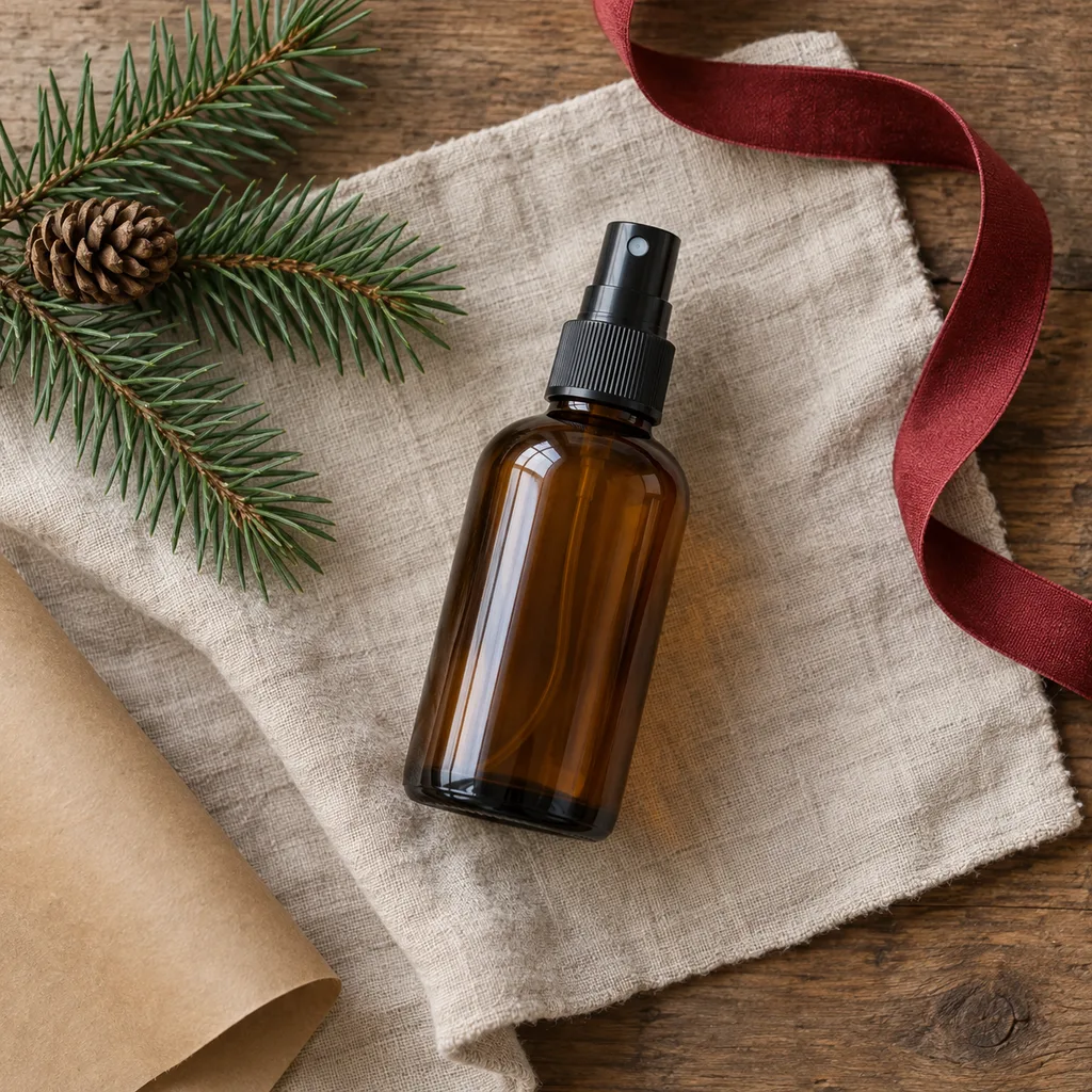 Representative photo-style image of focus-enhancing workspace spray — generated, not a specific product