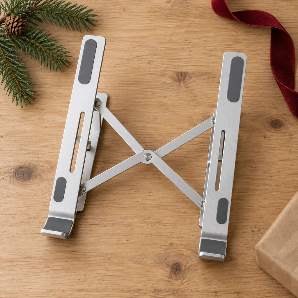 Representative photo-style image of foldable portable laptop riser — generated, not a specific product