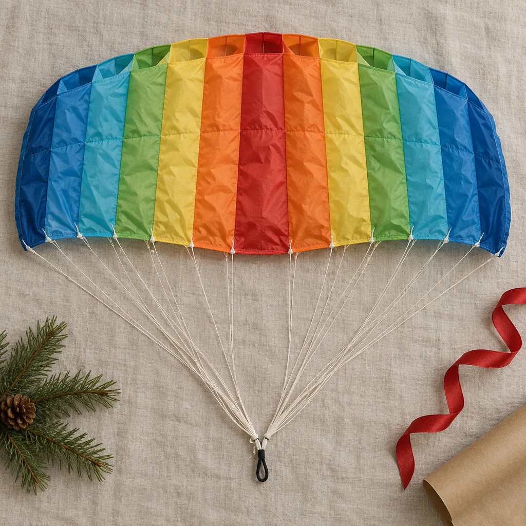 Representative photo-style image of frameless parafoil kite — generated, not a specific product