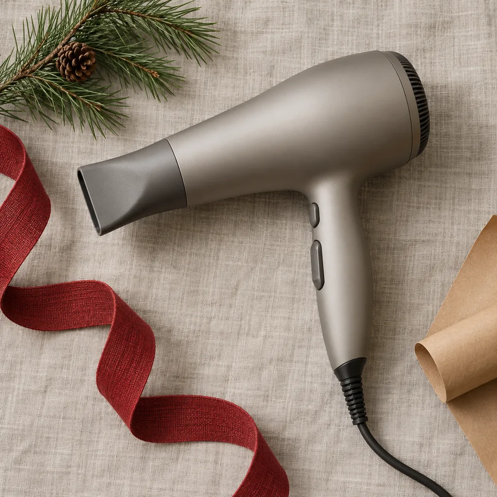 Representative photo-style image of frizz-reducing ionic hair dryer — generated, not a specific product