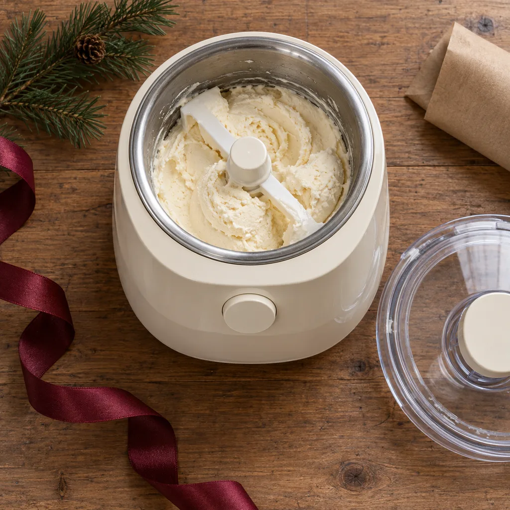 Representative photo-style image of frozen yogurt and ice cream maker — generated, not a specific product