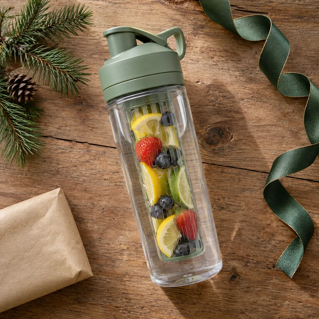 Representative photo-style image of fruit infuser shaker bottle — generated, not a specific product