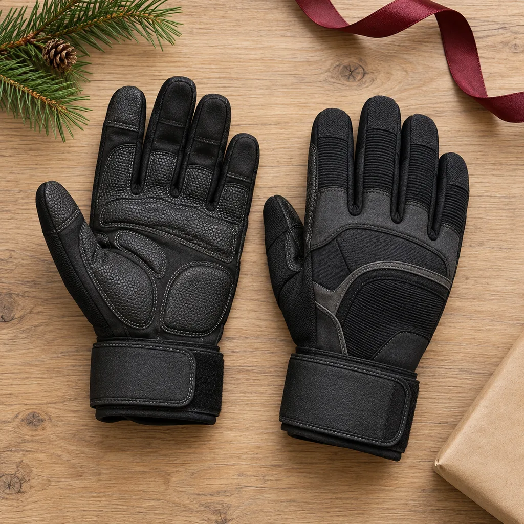 Representative photo-style image of full coverage lifting gloves — generated, not a specific product