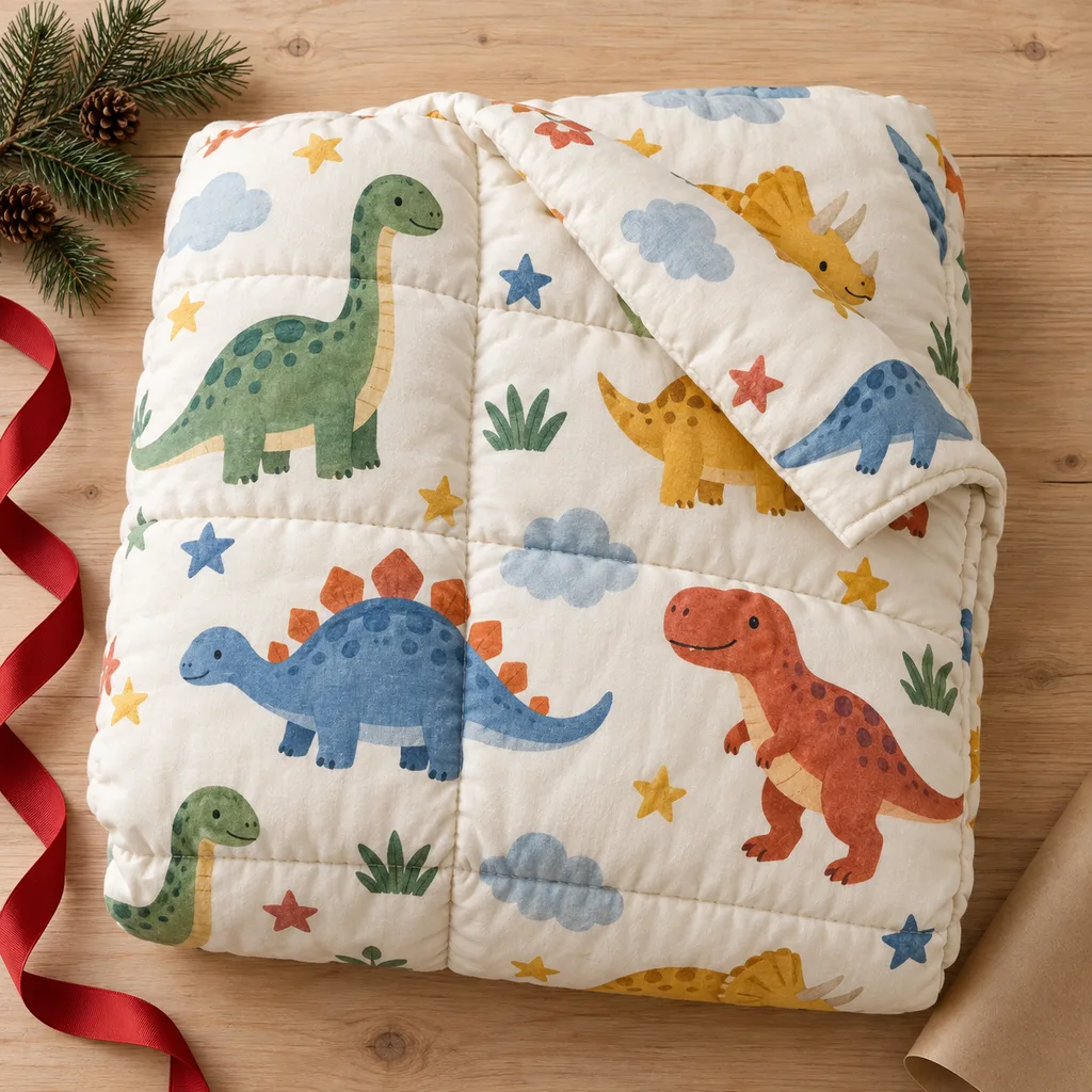 Representative photo-style image of fun kids' themed comforter — generated, not a specific product