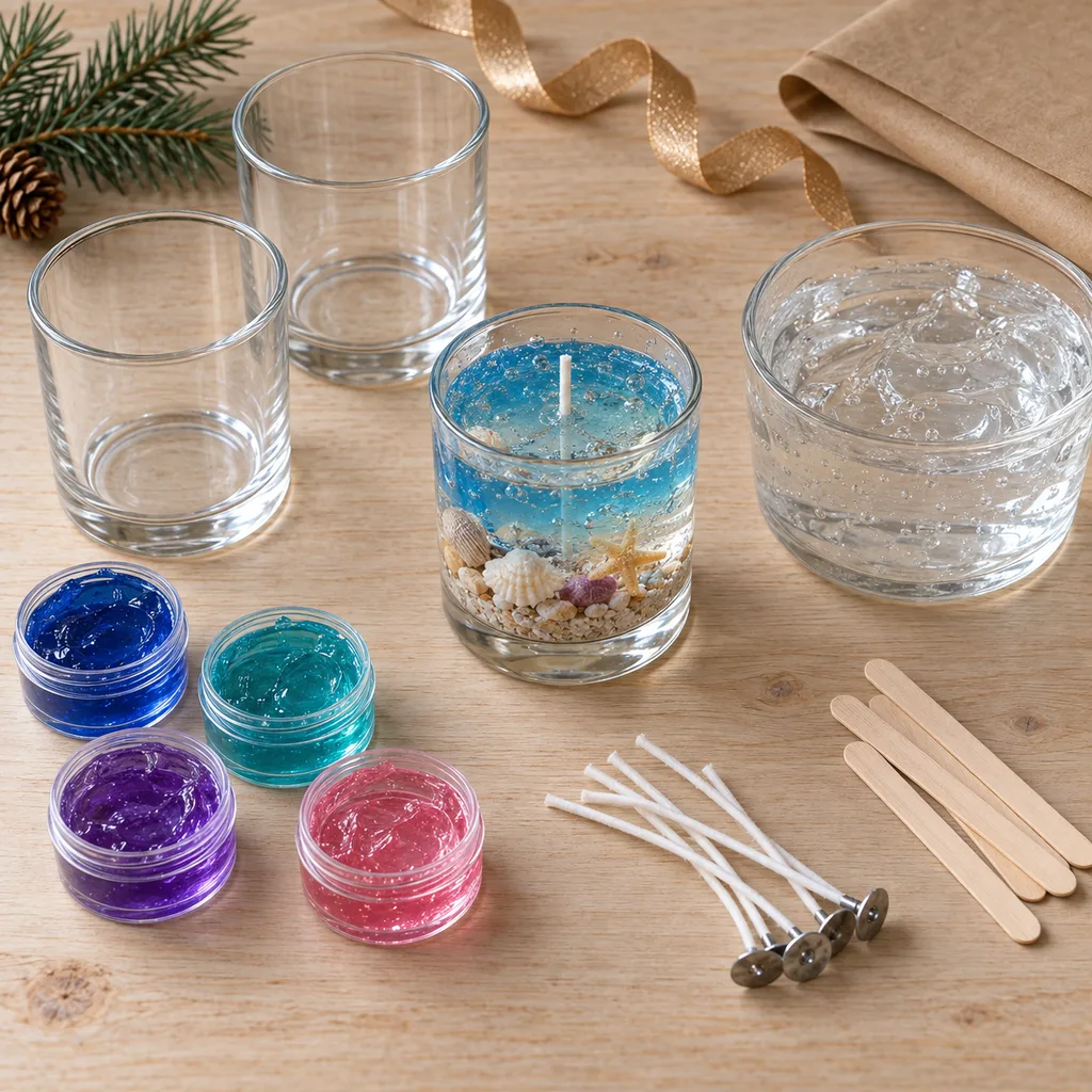 Representative photo-style image of gel candle art kit — generated, not a specific product