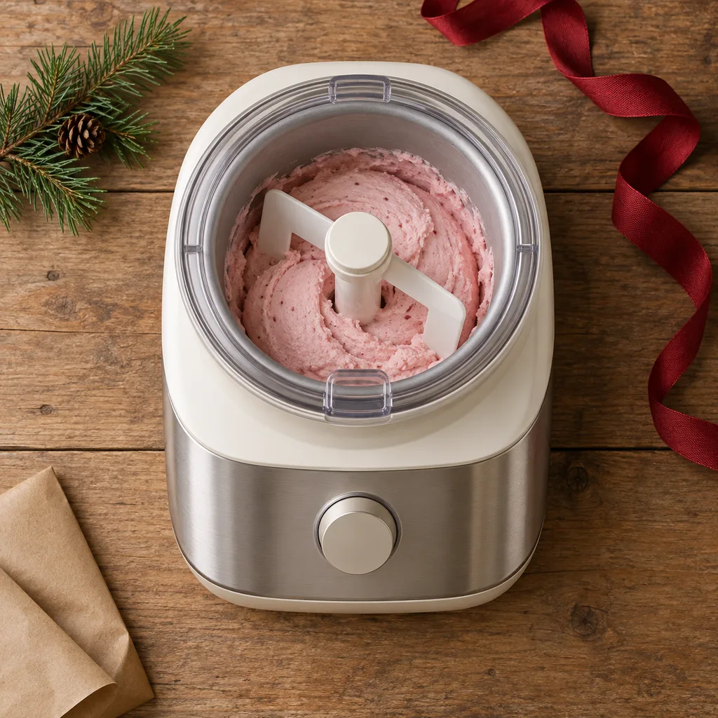 Representative photo-style image of gelato and sorbet maker — generated, not a specific product